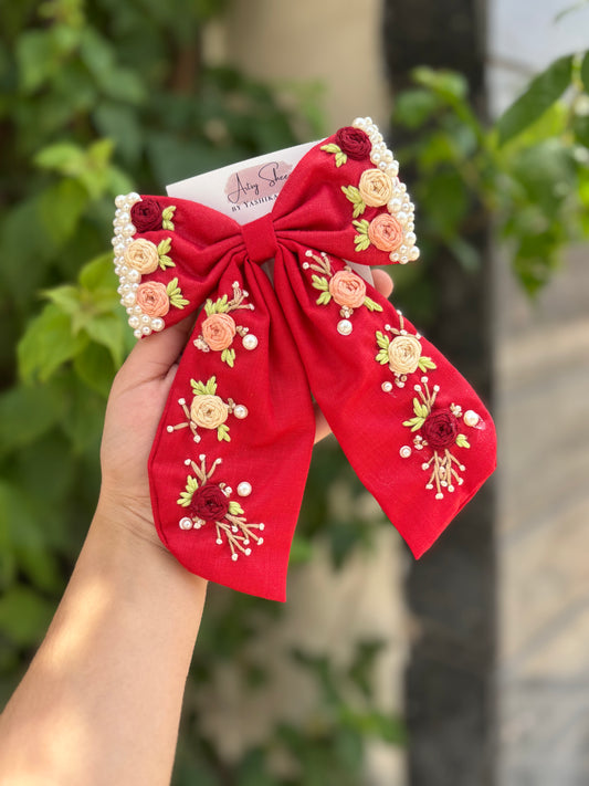 Double Layer Embroidered Bow