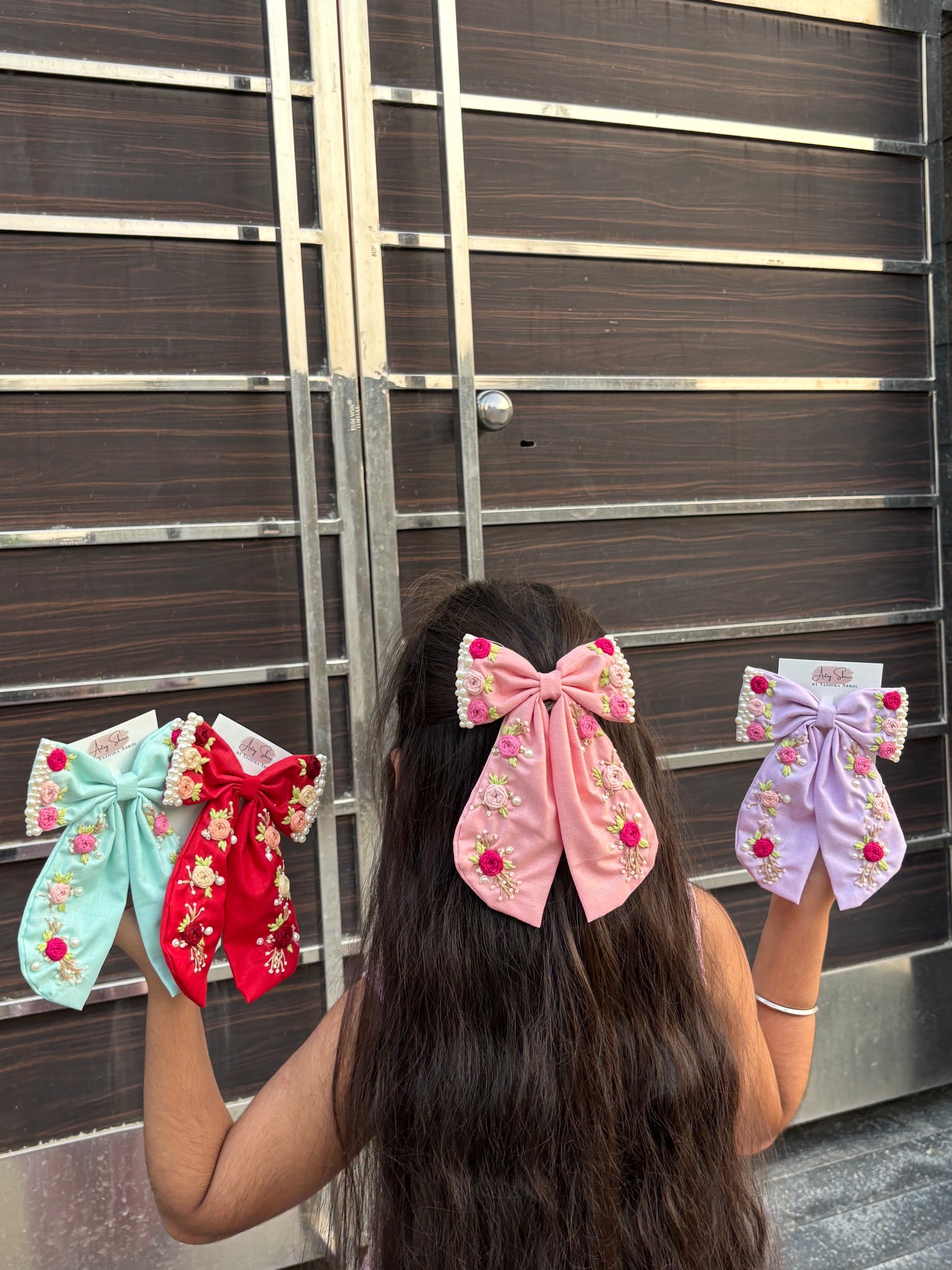 Double Layer Embroidered Bow
